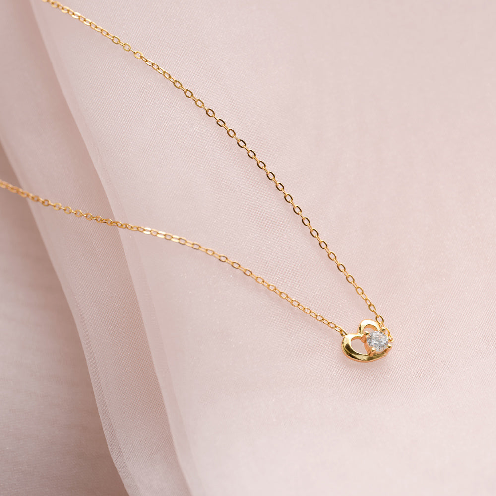 ハートセンターストーンネックレス