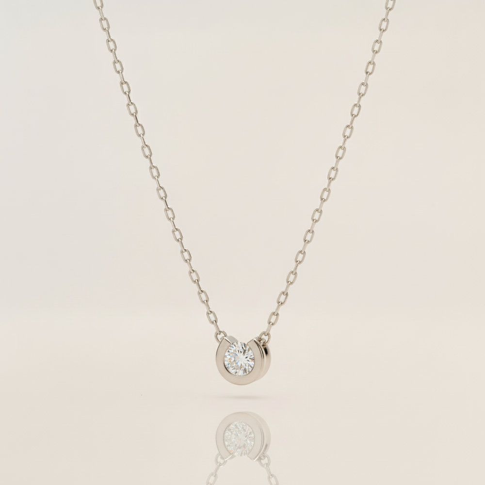 Silver Necklace Bright Gray 3D Pendant