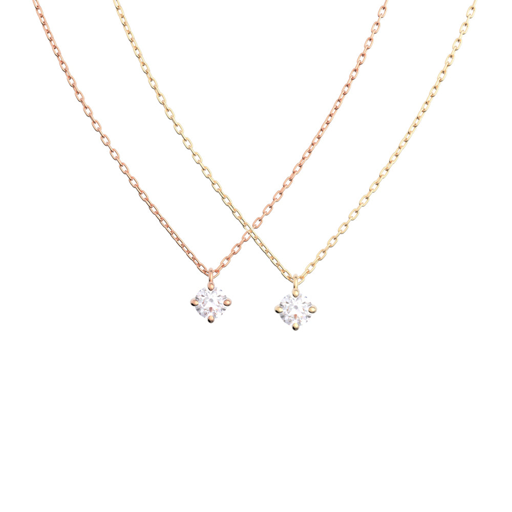 10金 ネックレス 日本製 一粒 0.03ct ダイヤモンド K10 4本留め レディース ギフト包装