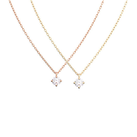 シルバー925 ネックレス 日本製 一粒 0.03ct ダイヤモンド Silver925 4本留め レディース ギフト包装