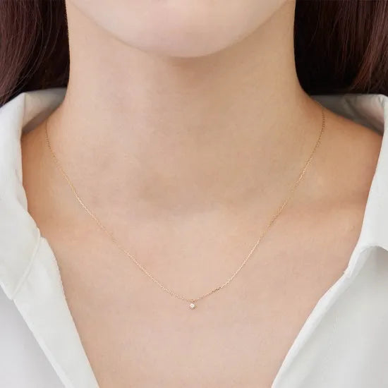 10金 ネックレス 日本製 一粒 0.03ct ダイヤモンド K10 4本留め レディース ギフト包装