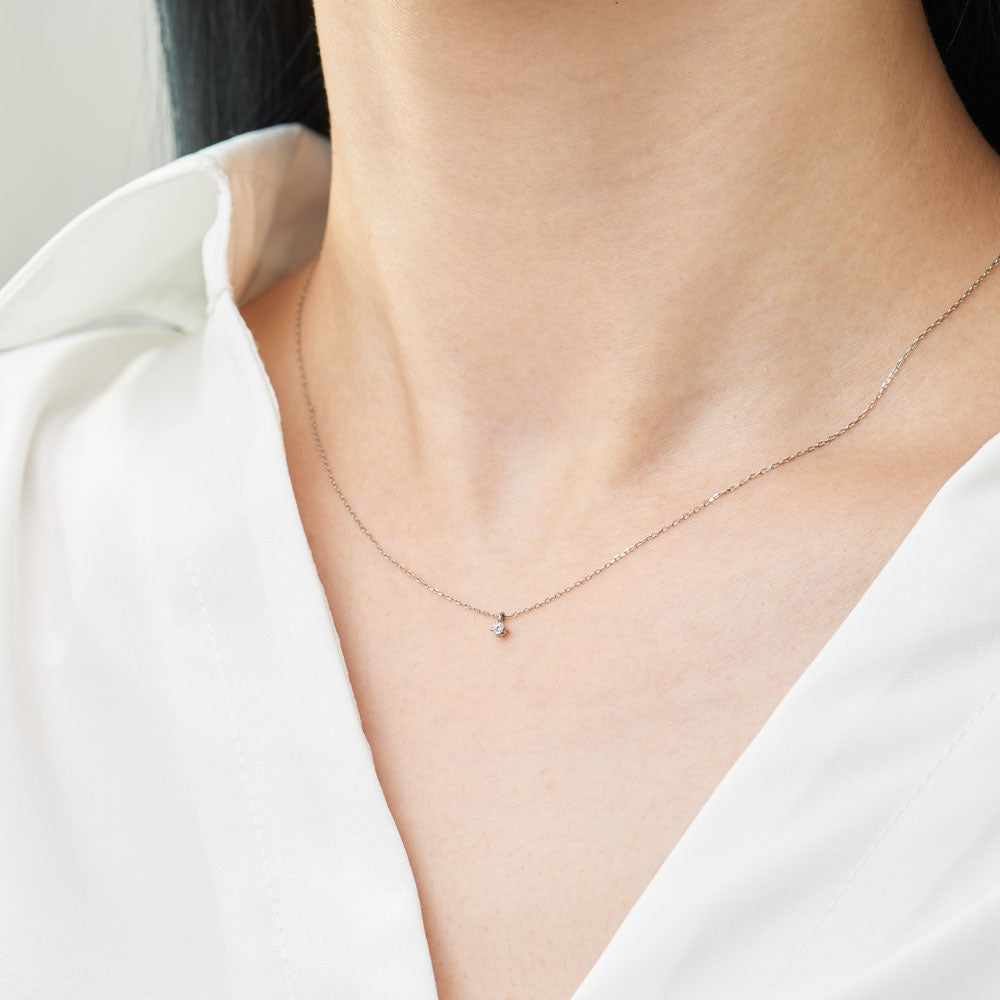 プラチナ 0.03ctダイヤモンド ネックレス 「ブライト」 PT900/850