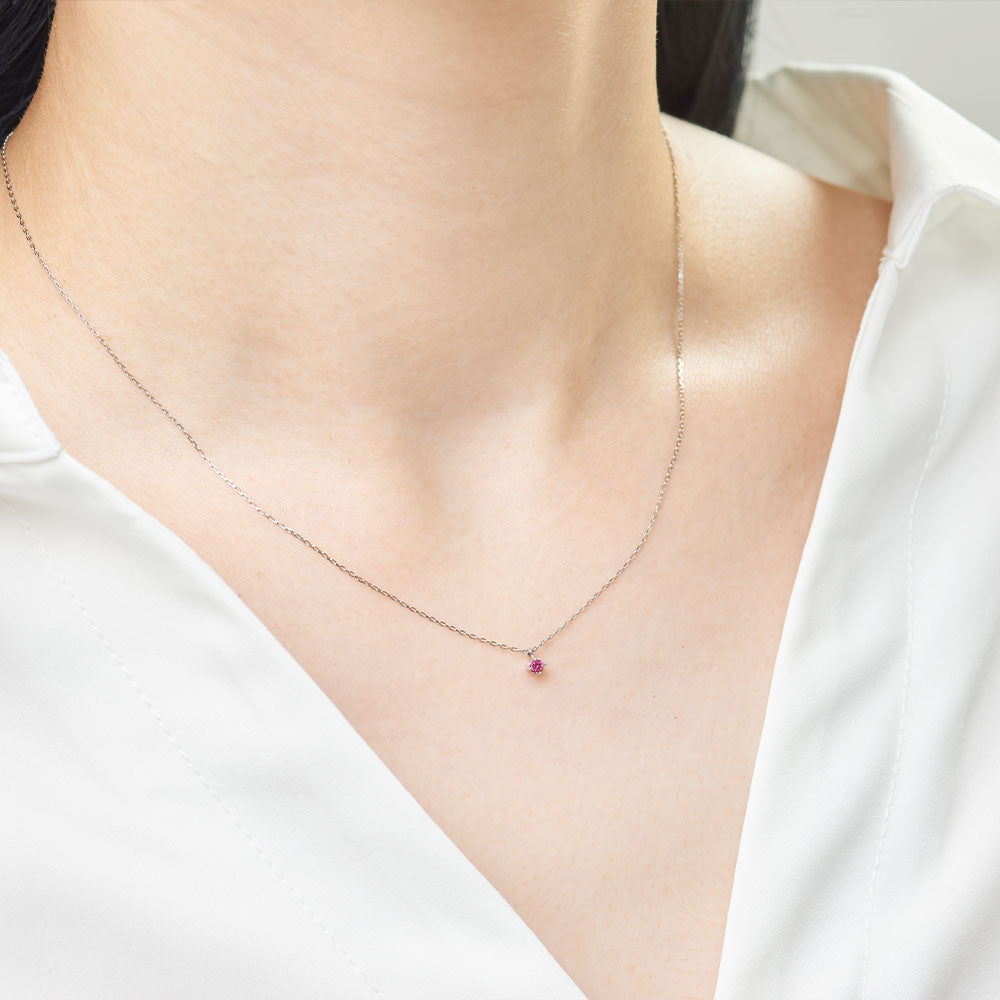 プラチナ ネックレス ピンクダイヤモンド 日本製 一粒 0.06ct 4本爪 レディース ギフト Pt900/850