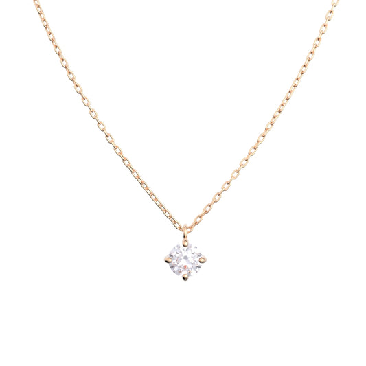 18金 ネックレス 0.1ctダイヤモンド 日本製  4本爪 レディース ギフト包装 K18