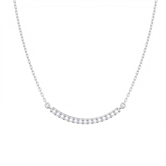 プラチナ ネックレス 日本製 スマイル ライン ダイヤモンド 0.06ct Pt900 Pt850 バー レディース 華奢