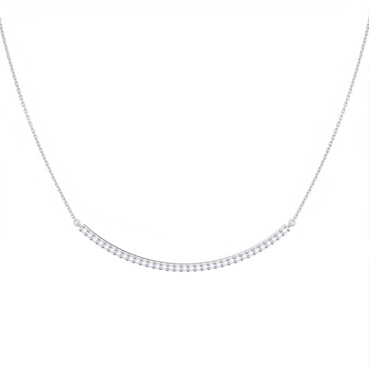 プラチナ ネックレス 日本製 スマイル ライン ダイヤモンド 0.165ct Pt900 Pt850 バー レディース 華奢