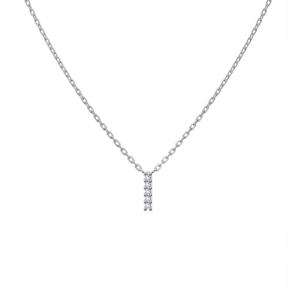 プラチナ ネックレス 日本製 ダイヤモンド バー 縦 5粒 0.01ct Pt900 Pt850 ライン レディース 華奢